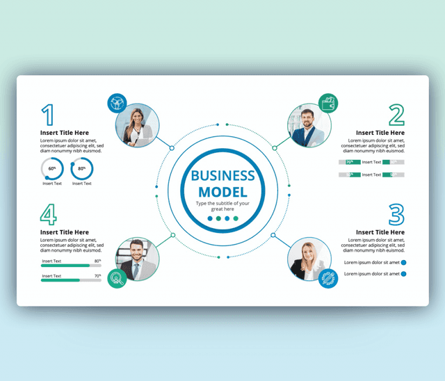 4 steps Business Model PowerPoint Template