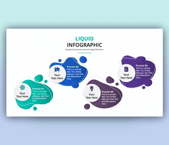 Liquid Infographic PowerPoint Template with 4 Steps Icons