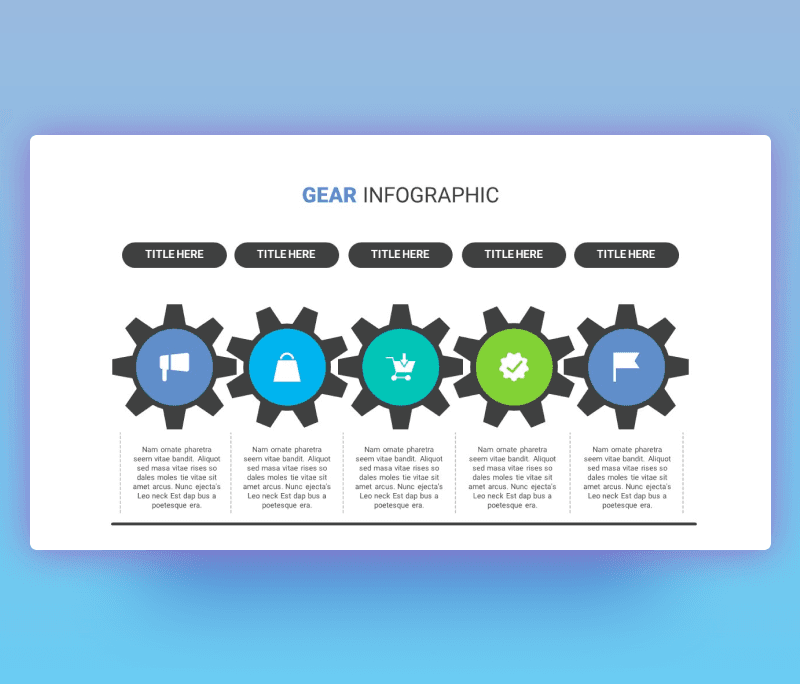 5 Steps Gear Infographic PPT Template for PowerPoint