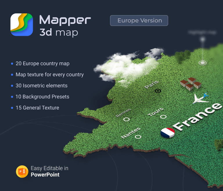 Mapper - 20 European Countries 3D Maps for PowerPoint