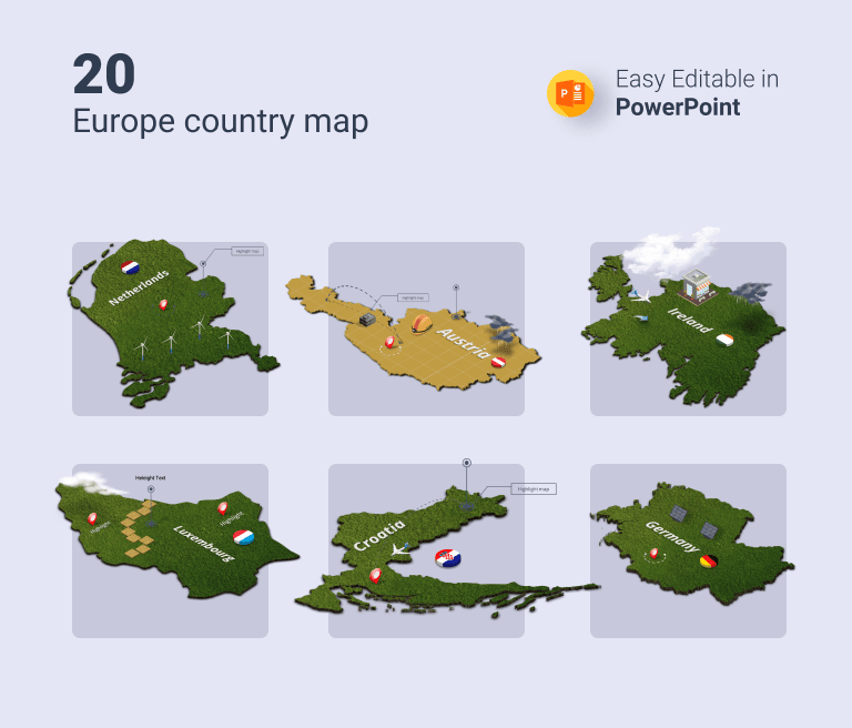 Mapper - 20 European Countries 3D Maps for PowerPoint