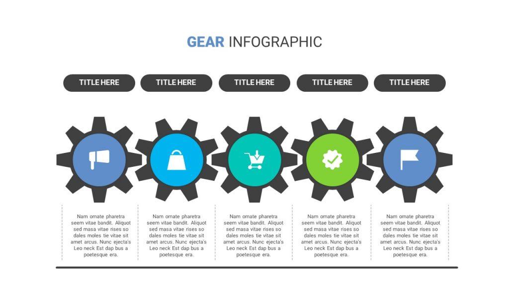 5 Steps Gear Infographic PPT Template for PowerPoint