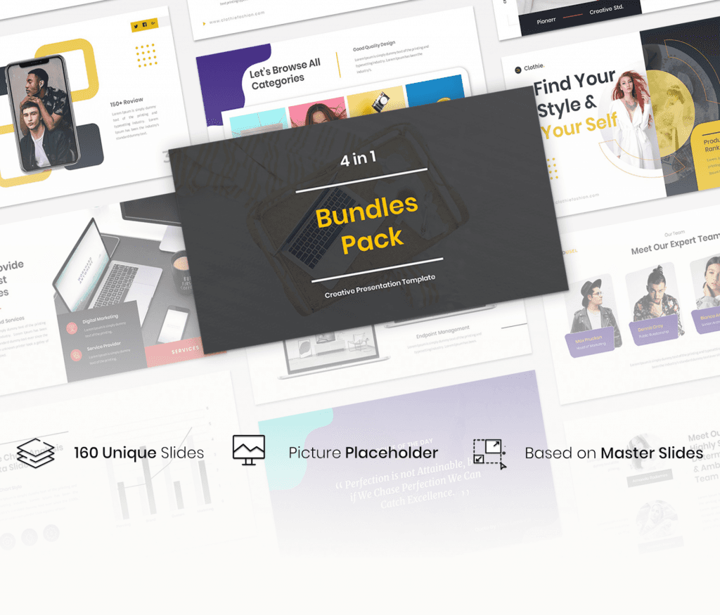 4 in 1 Bundles Pack Creative PowerPoint Template