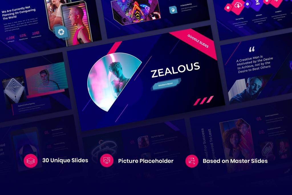 Zealous – Modern Neon Google Slides Template