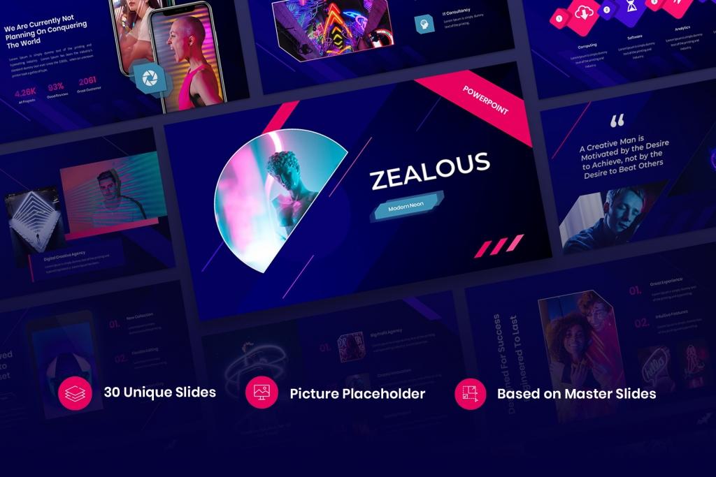 Zealous – Modern Neon PowerPoint Template