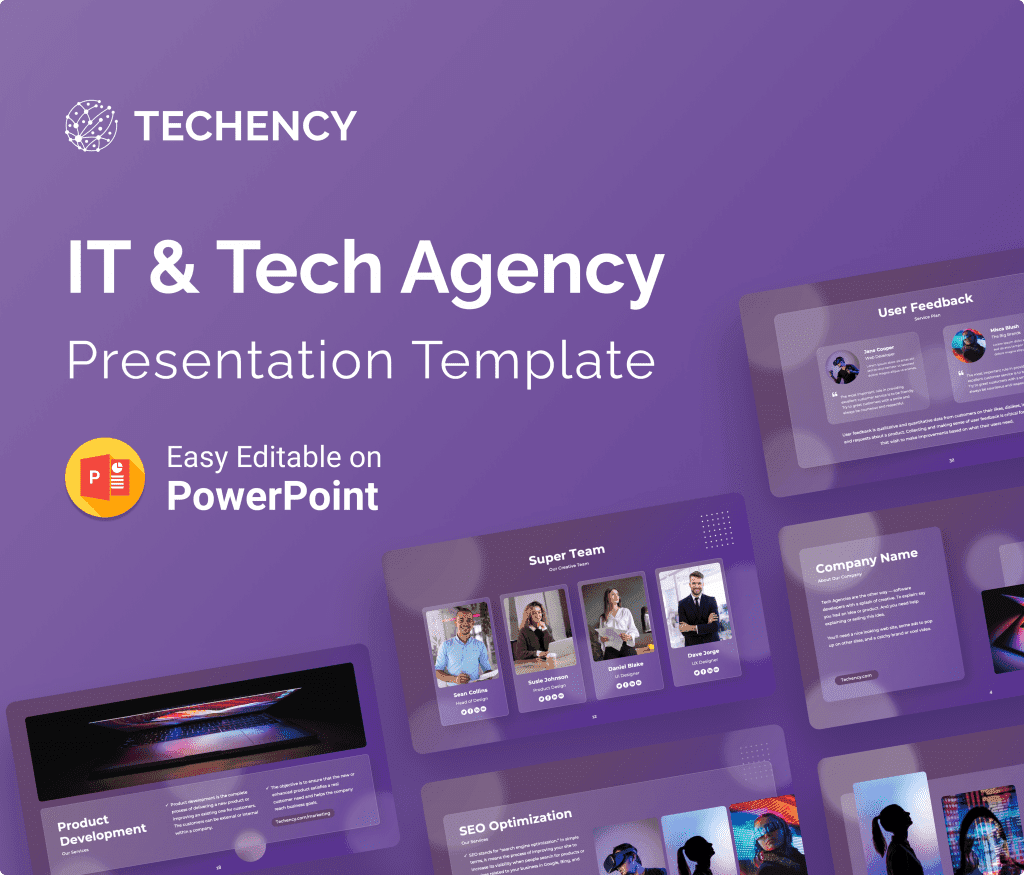 Techency – It & tech Agency Glassmorphic PowerPoint Presentation Template