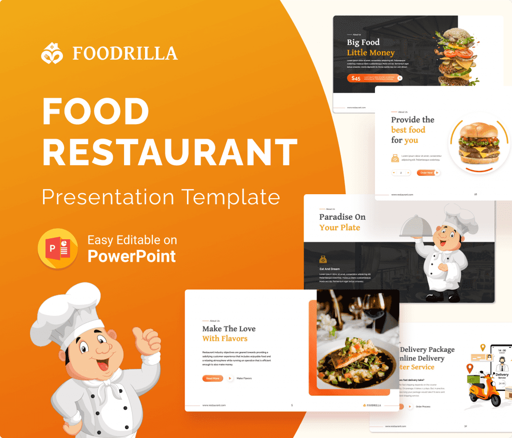 Foodrilla – Food Restaurant PowerPoint Presentation Template
