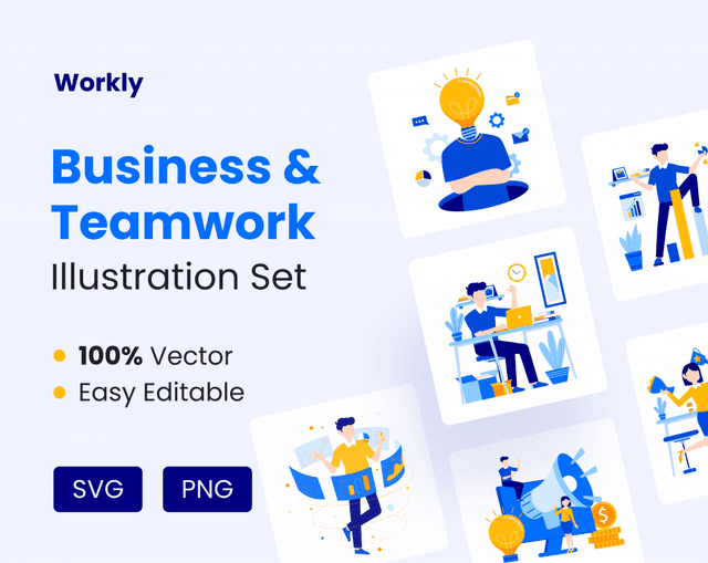 Business & Teamwork Illustration Set