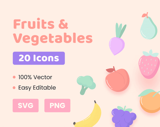 Fruits and Vegetables Icon Pack