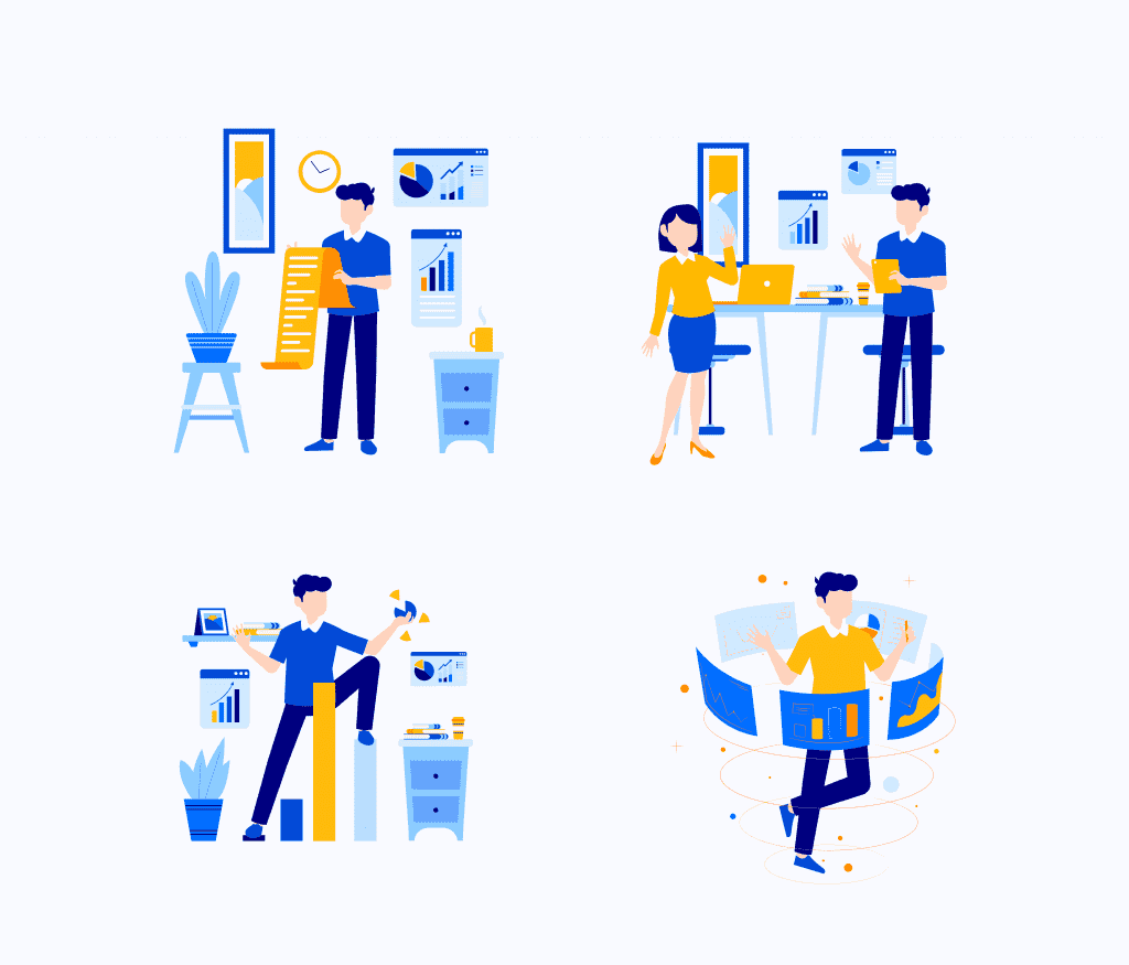 Business & Teamwork Illustration Set