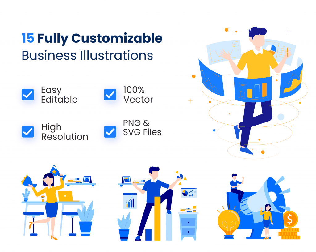 Business & Teamwork Illustration Set