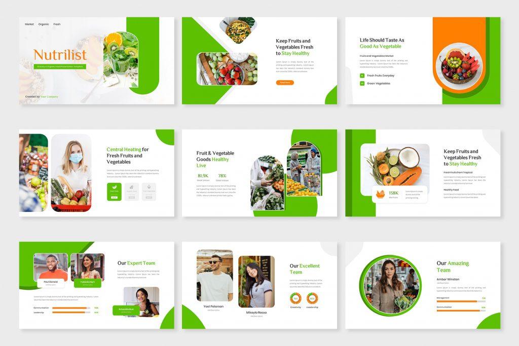 Nutrilist – Grocery &amp; Organic Food Google Slides Template
