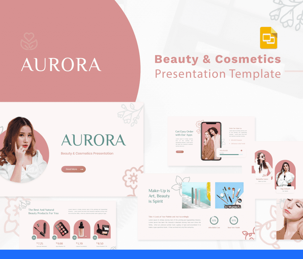 Aurora – Beauty &amp; Cosmetics Google Slides Template