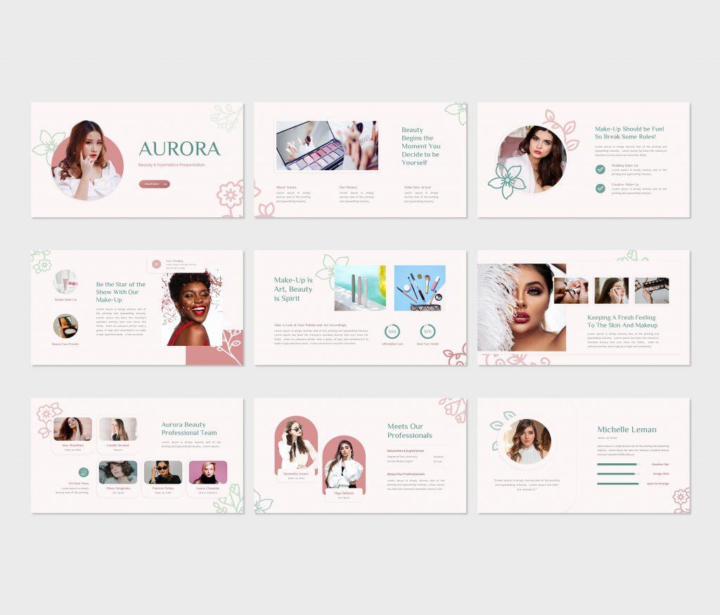 Aurora - Beauty &amp; Cosmetics PowerPoint Template