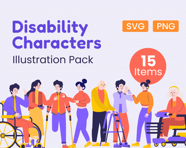 Disability Characters Illustration Pack
