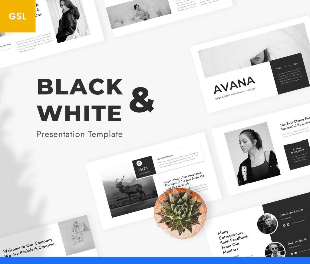 Avana – Black &amp; White Google Slides Template