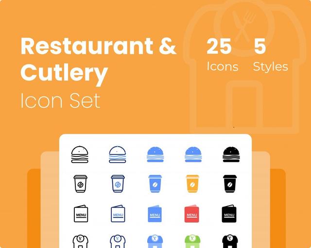 Restaurant and Cutlery Icon Set