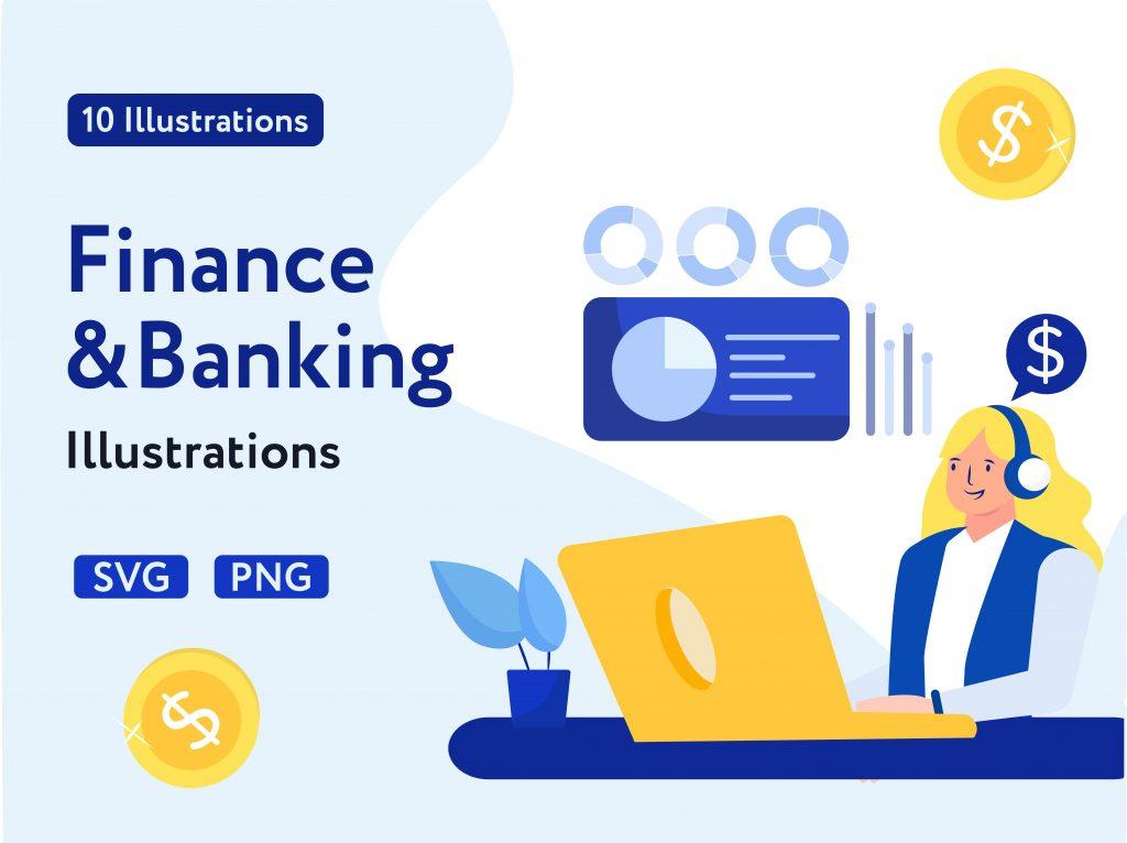 Finance &amp; Banking Illustration Pack
