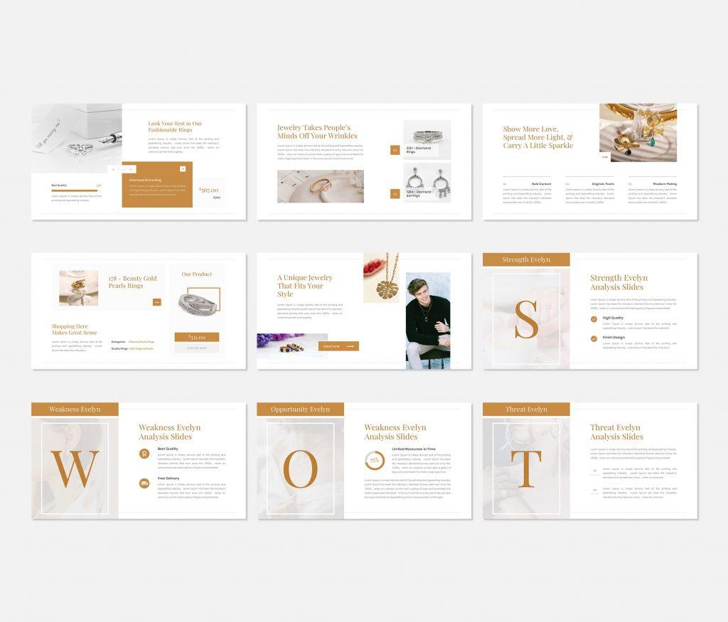 Evelyn - Jewelry Manufacturer &amp; Shop  powerpoint Presentation Template