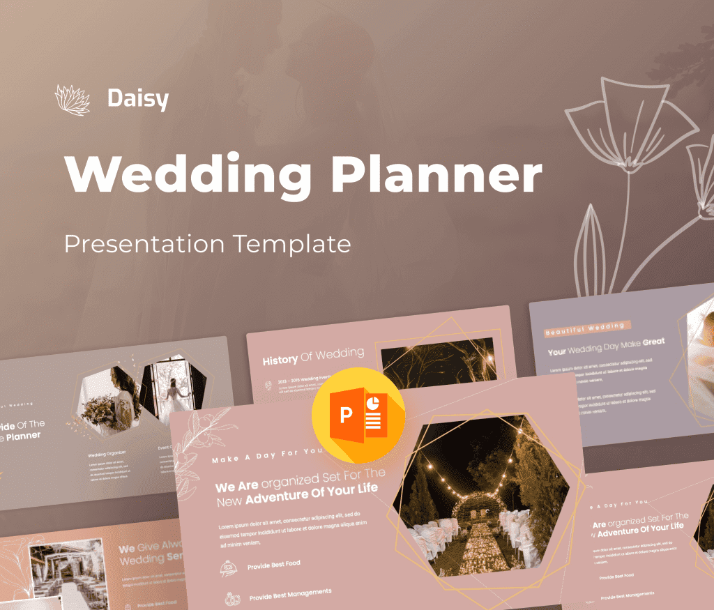 Daisy Wedding Planner PowerPoint Template Presentation
