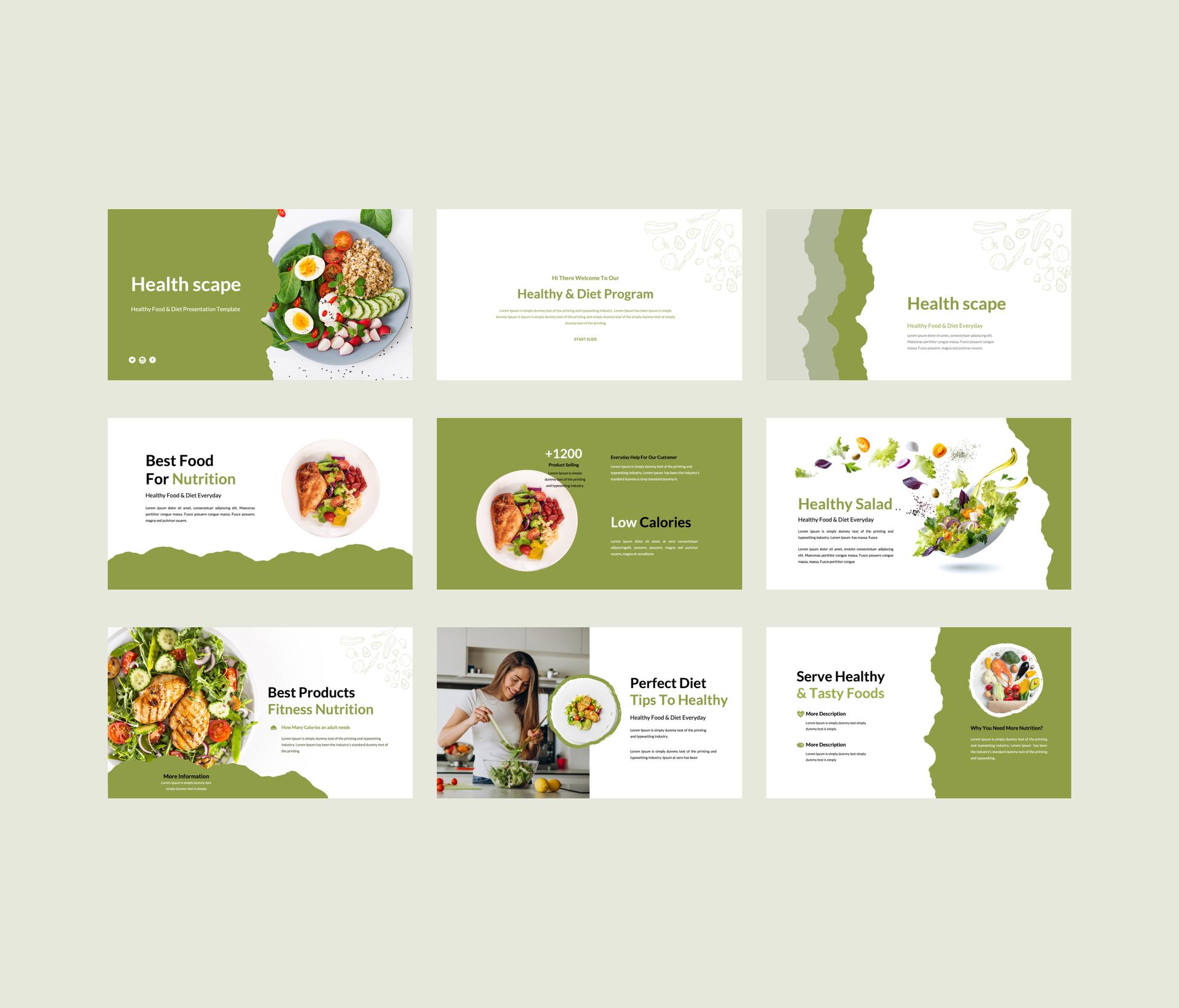 HealthScape - Healthy Food & Diet Presentation Template.