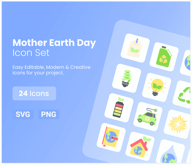 Mother Earth Day Icons Set