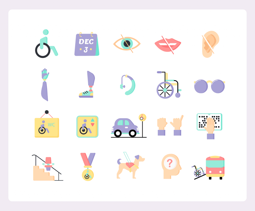 Recently Added Templets And Disabilities Icon Set